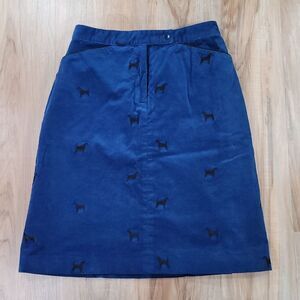 🔹️Lilly Pulitzer Blue & Black Embroidered Dog Print Corduroy Skirt Size 4